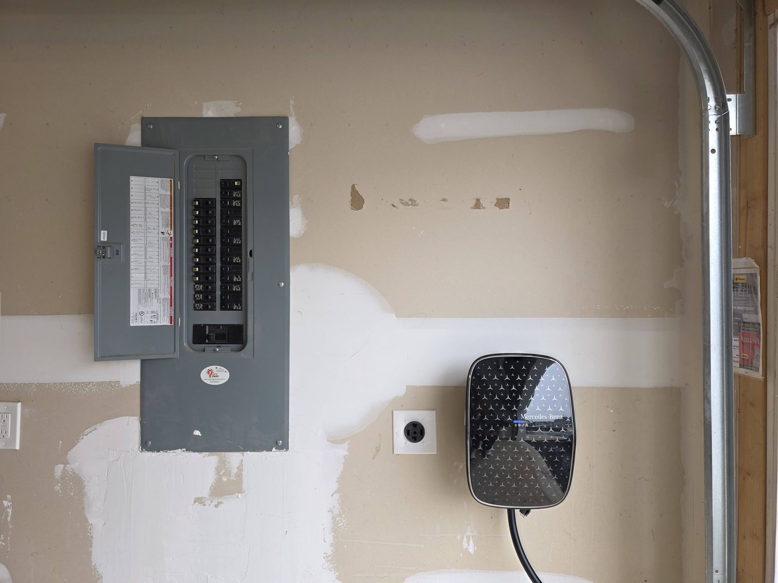 Electrical panel and Mercedes-Benz EV charger installation