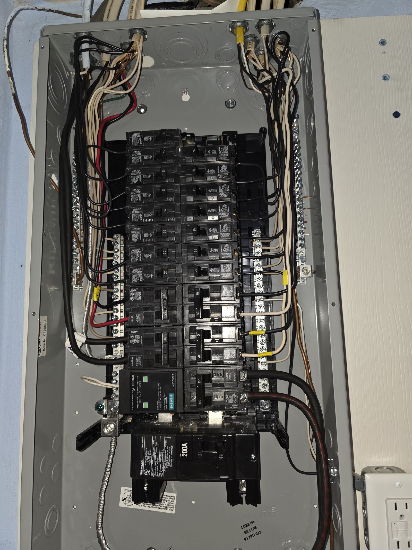 Electrical panel wiring close-up