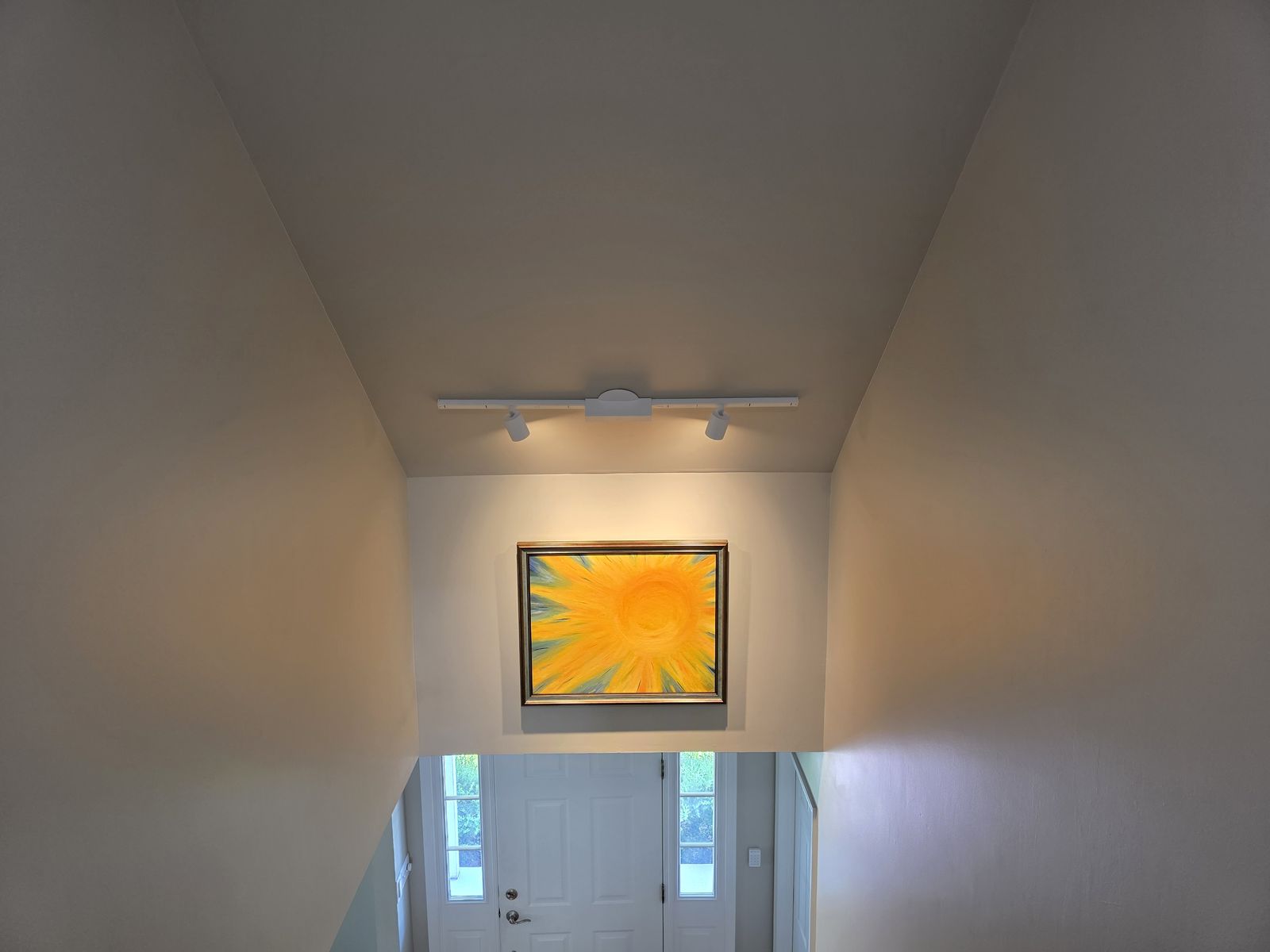 Foyer track lighting installation